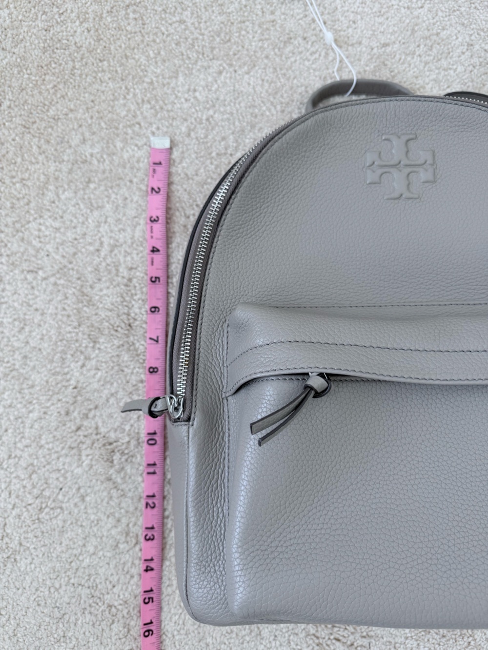 Tory Burch Slate Gray Pebbled Leather Backpack - Picture 6 of 10